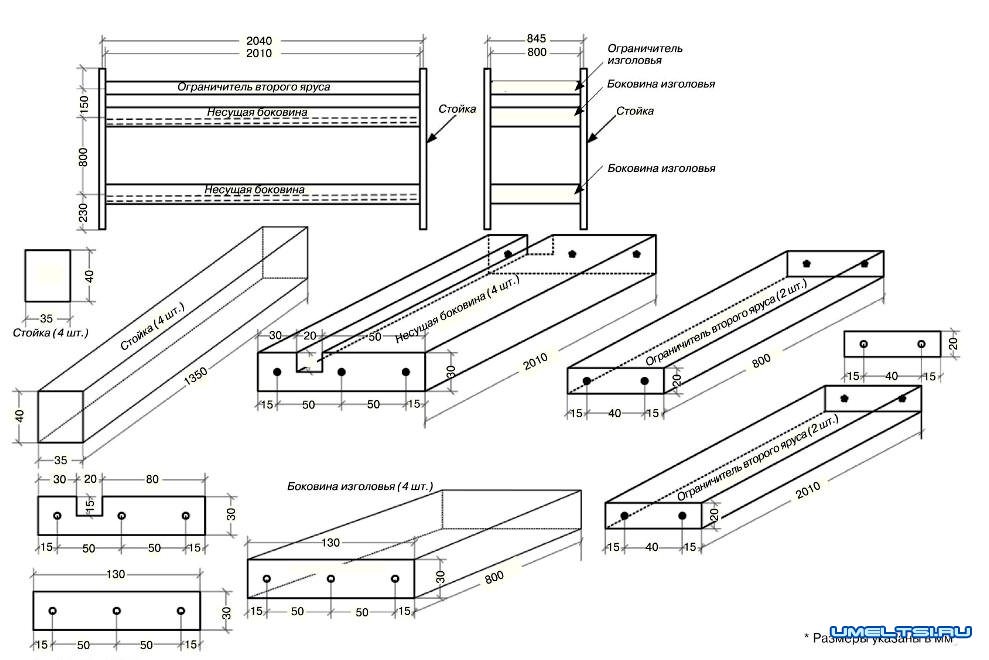 Сделать кровать чертежи