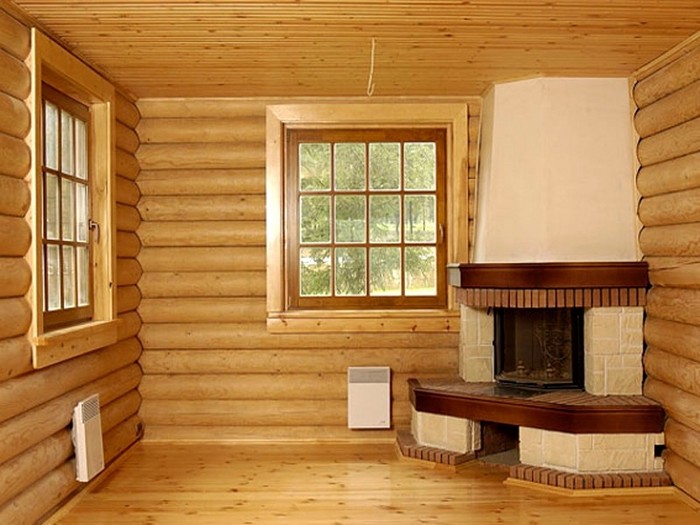 Внутренняя облицовка стен деревянным блок-хаусом